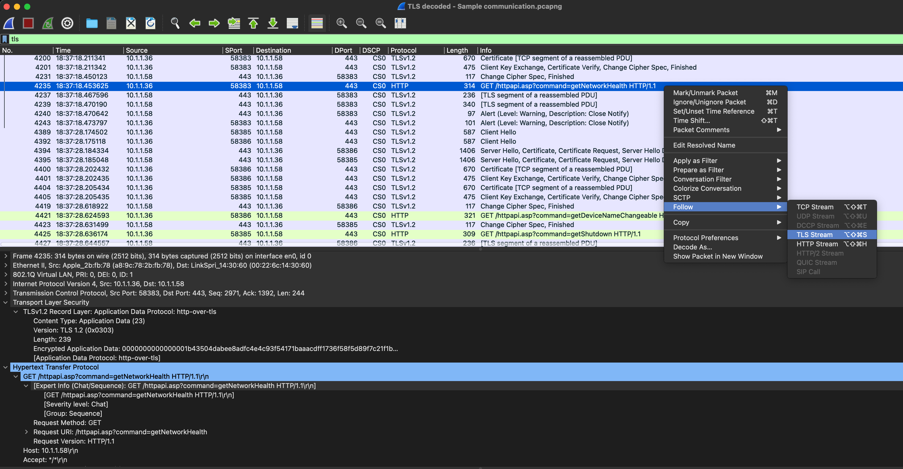 Wireshark screenshot