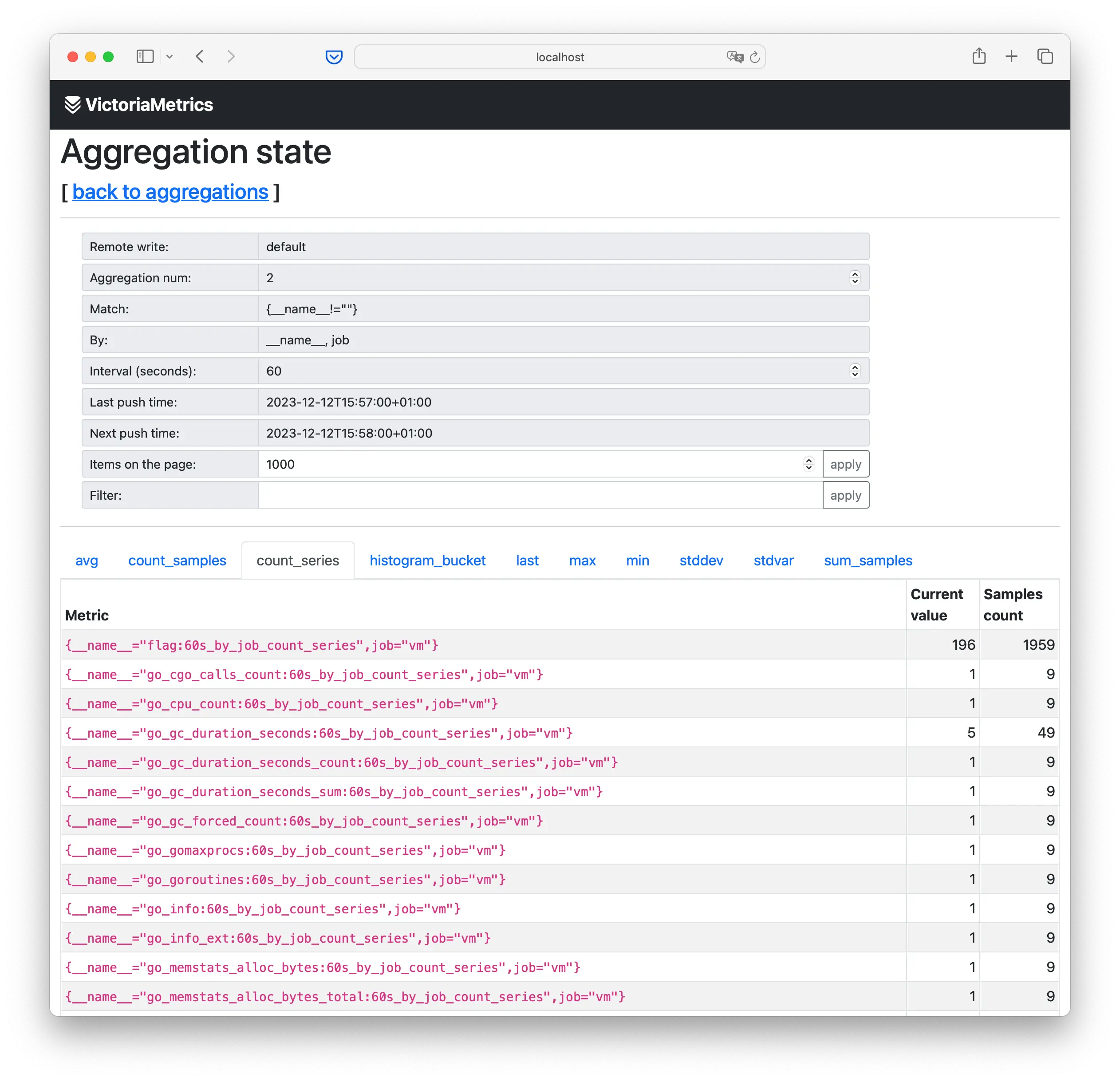 stream aggregation -> aggregation state