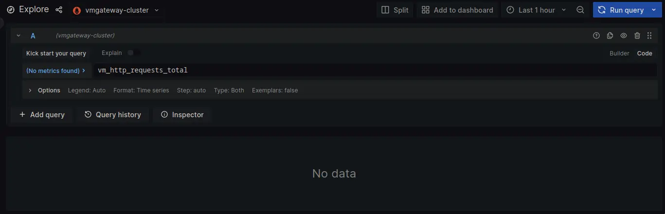 Dev cluster nodata