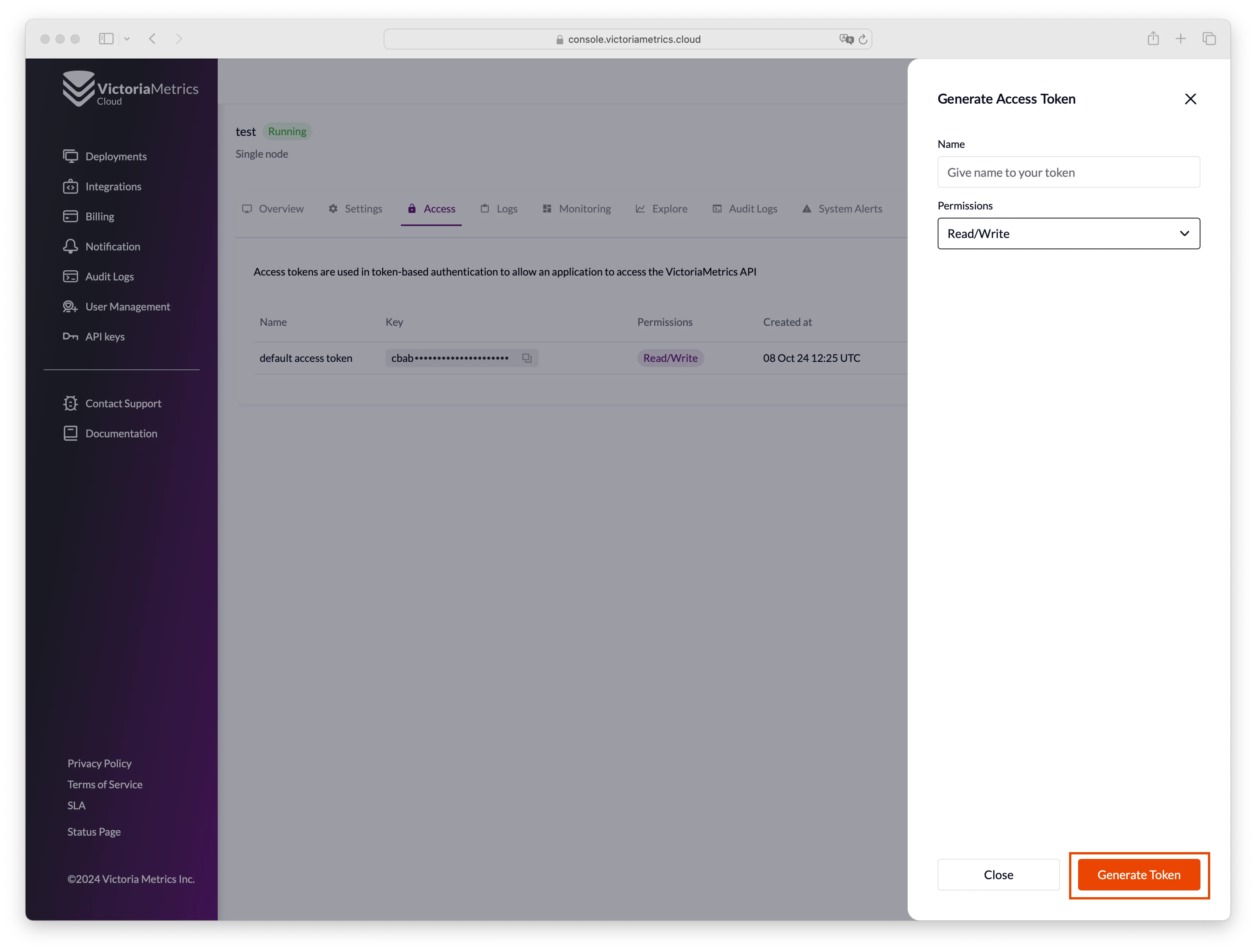 Deployment generate access token