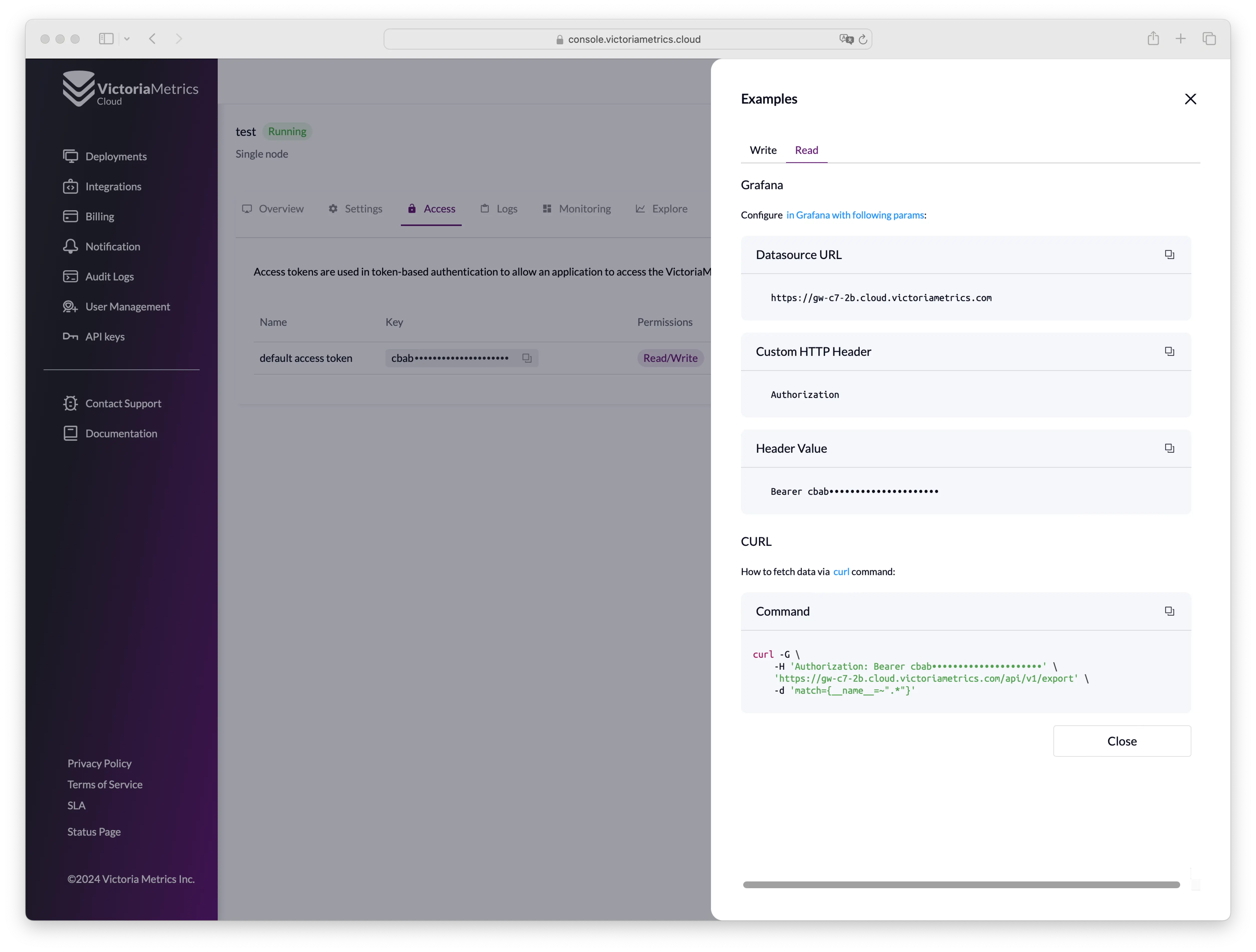 Deployment access read example