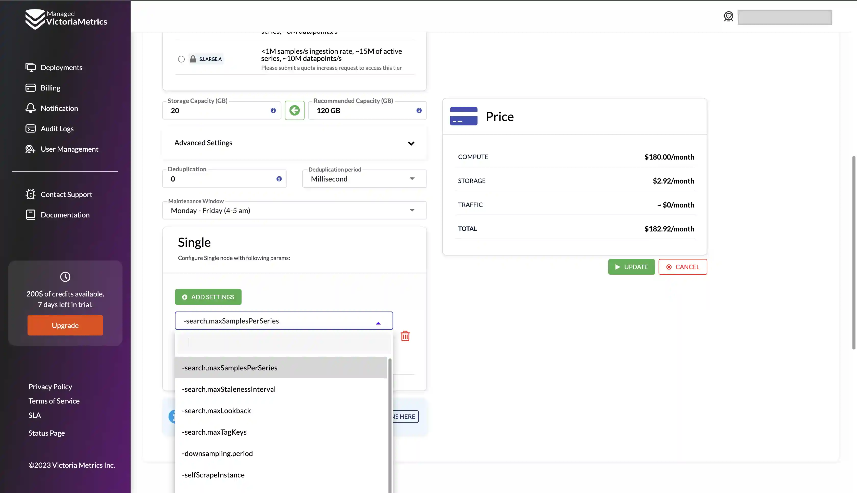 Modify deployment additional settings